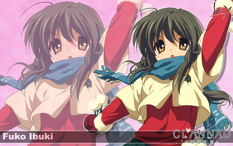 Two Anime Girls Dancing — Pink, Festive, Winter
