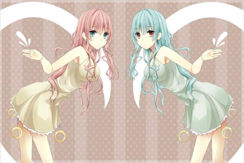 Two Anime Girls Dancing — Pink, Playful, Dresses