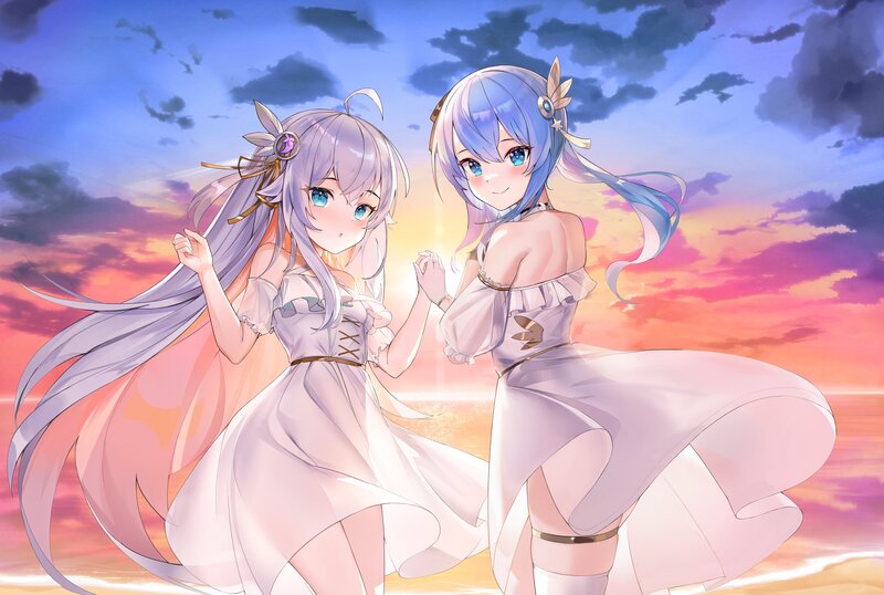 Two Anime Girls Dancing — Pink, Serene