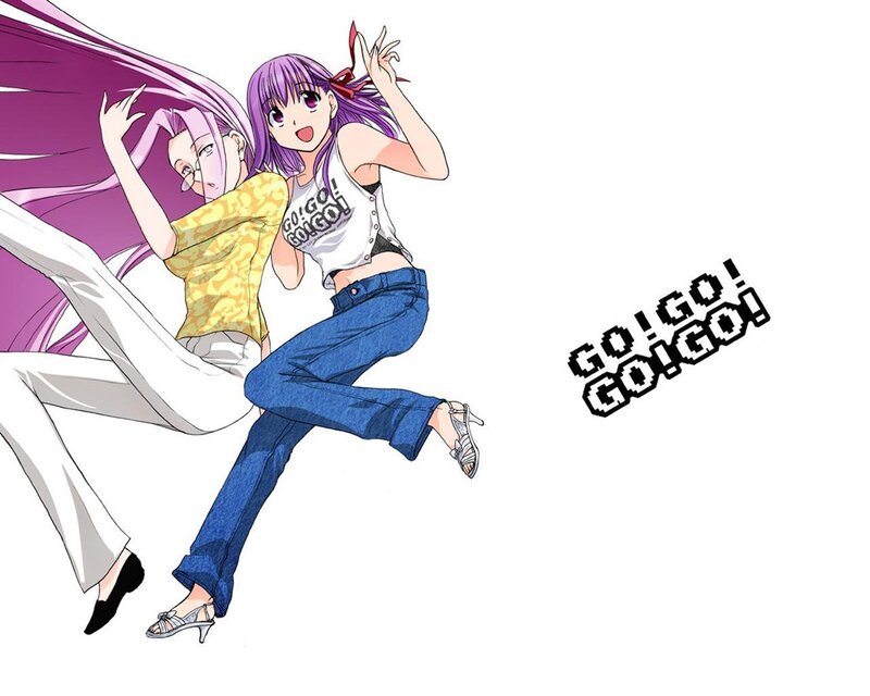 Two Anime Girls Dancing — Purple, Energetic