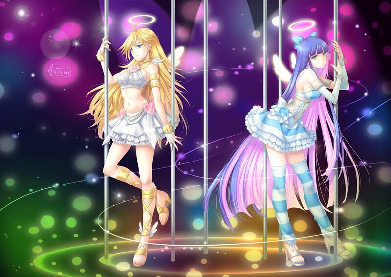 Two Anime Girls Dancing — Purple, Fantastical