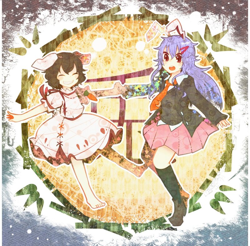 Two Anime Girls Dancing — Purple, Playful