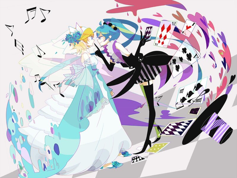 Two Anime Girls Dancing — Purple