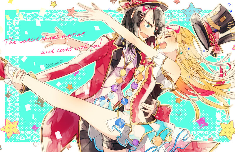 Two Anime Girls Dancing — Teal
