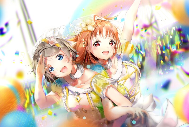 Two Anime Girls Dancing — White, Festive