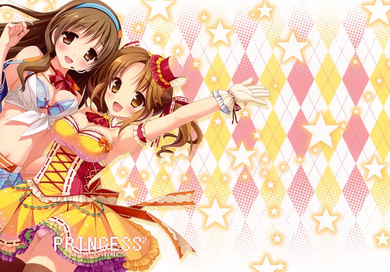 Two Anime Girls Dancing — Yellow, Cheerful