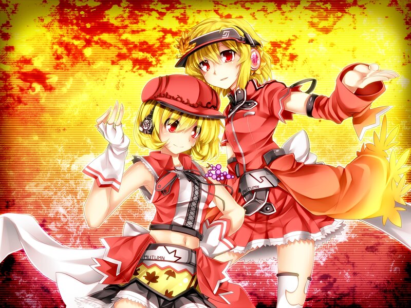 Two Anime Girls Dancing — Yellow, Energetic, Autumn