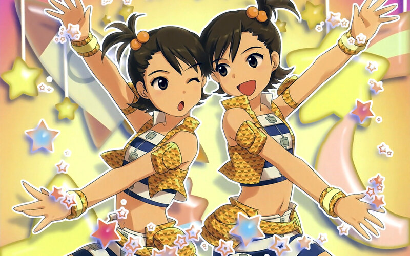 Two Anime Girls Dancing — Yellow, Energetic, Stars