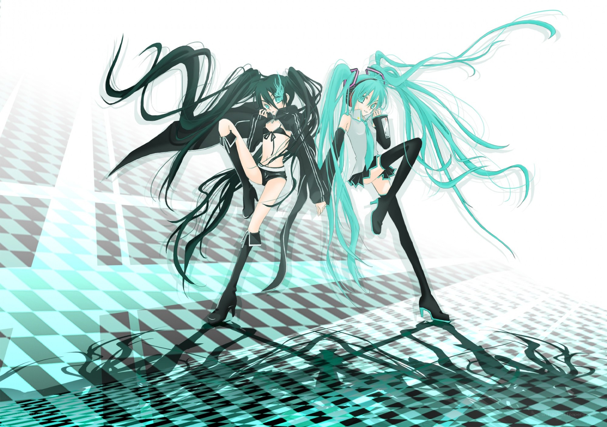 Two anime girls dancing