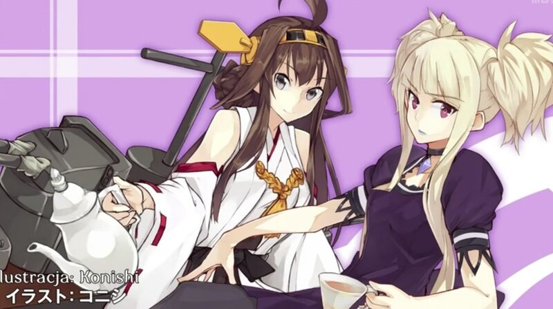 Two Anime Girls Drinking Tea — Purple