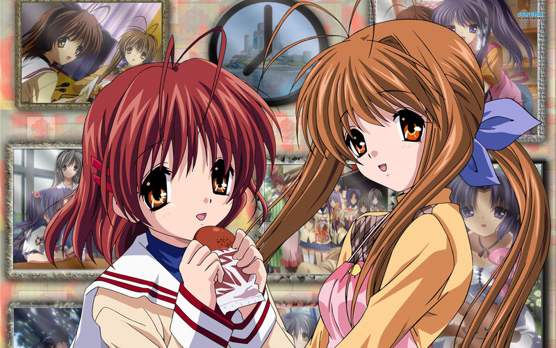 Two Anime Girls Eating — Brown