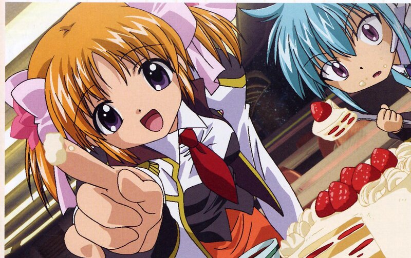 Two Anime Girls Eating Cake — Orange