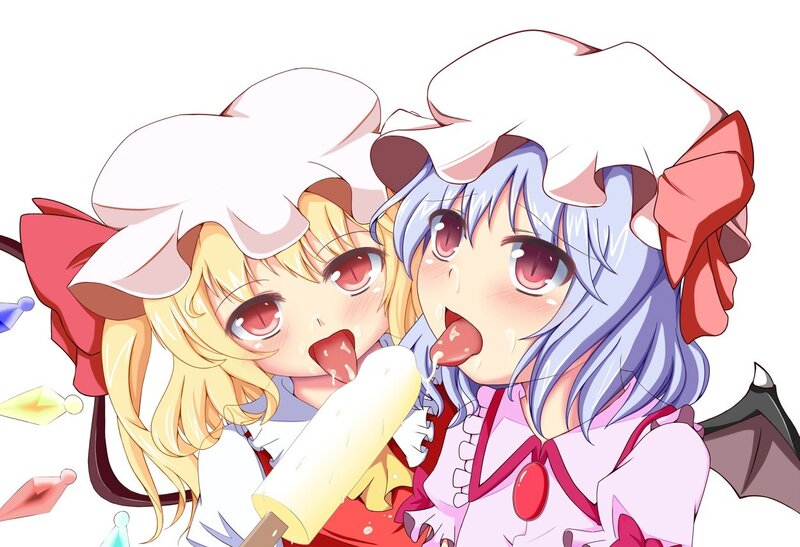 Two anime girls eating ice cream