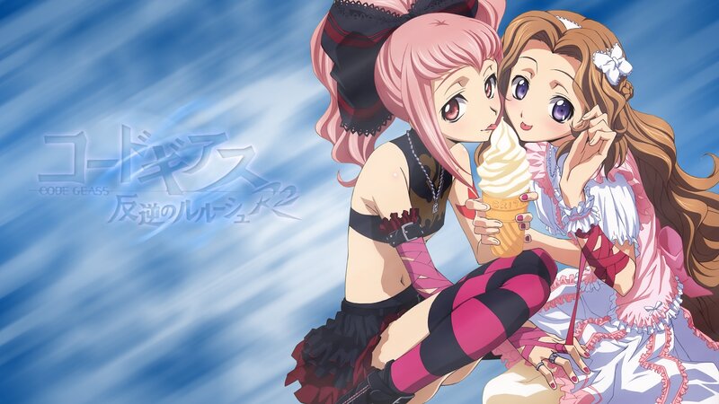 Two Anime Girls Eating Ice Cream — Blue