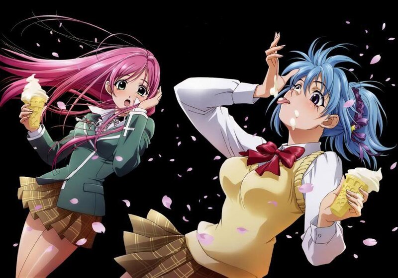 Two Anime Girls Eating Ice Cream — Pink