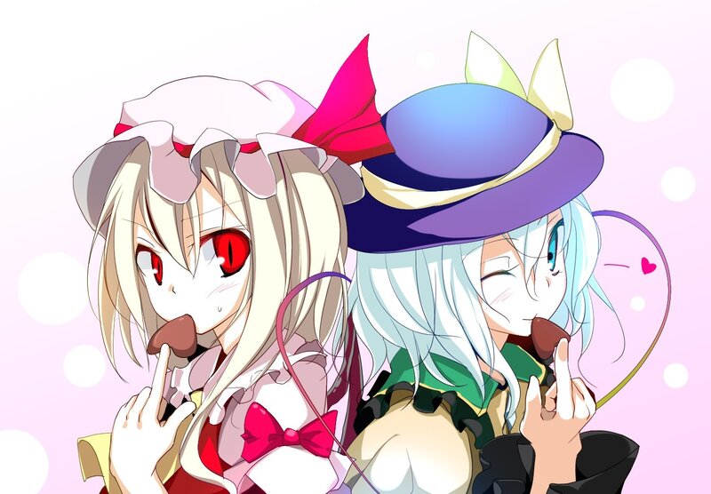 two anime girls eating ice cream