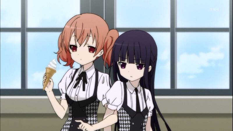 Two Anime Girls Eating Ice Cream — White