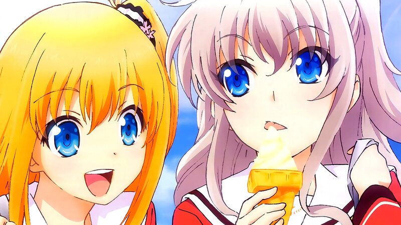 Two Anime Girls Eating Ice Cream — Yellow