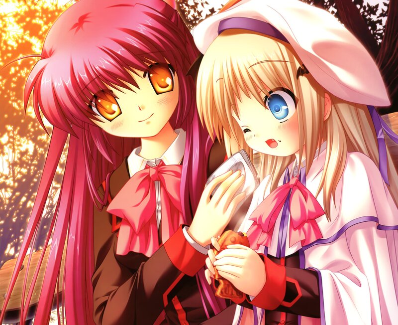 Two Anime Girls Eating — Pink, Peaceful