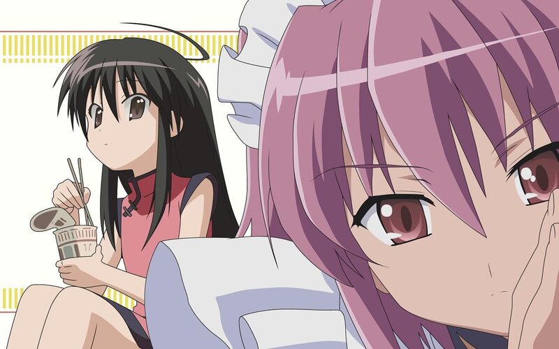 Two Anime Girls Eating — Purple, Calm