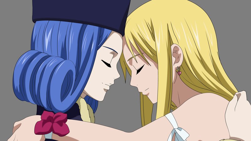 Two anime girls embracing