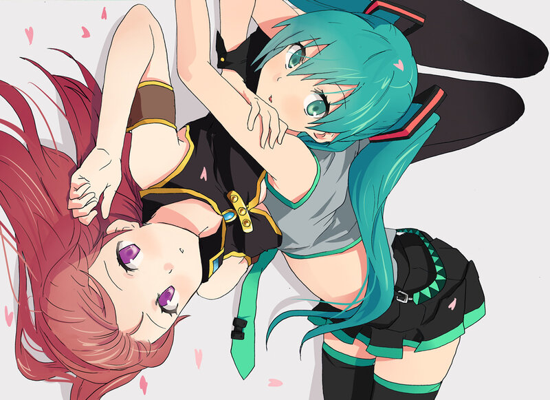 Two anime girls embracing