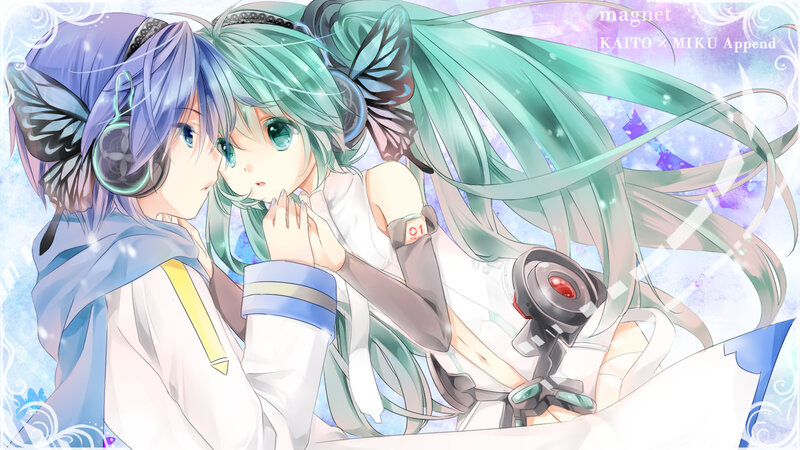 Two Anime Girls Embracing — Blue, Dreamy