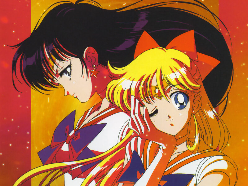 Two Anime Girls Embracing — Orange