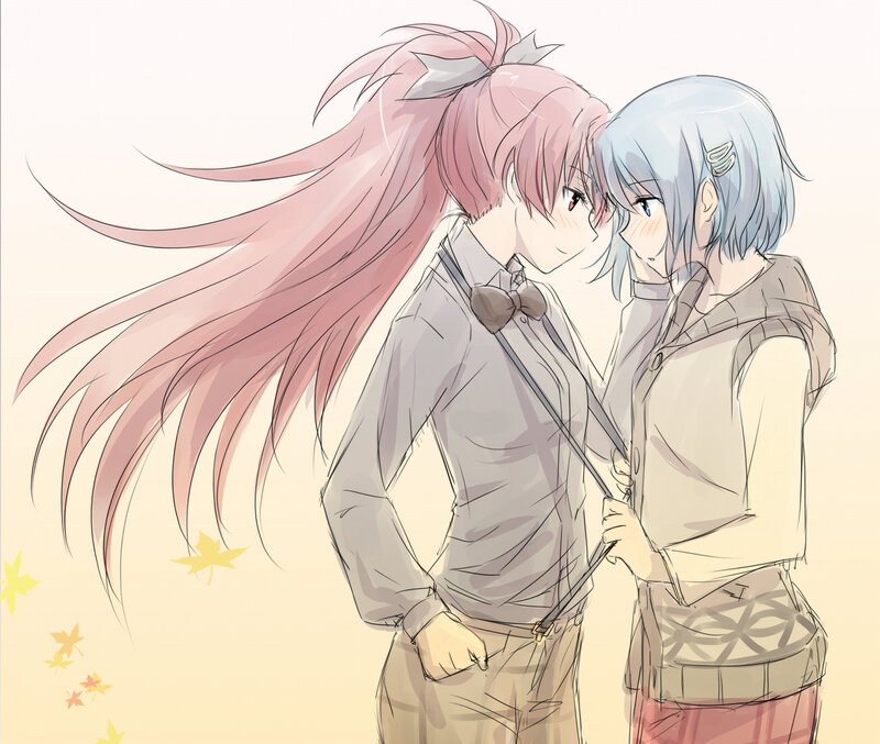 Two Anime Girls Embracing — Pink, Calm