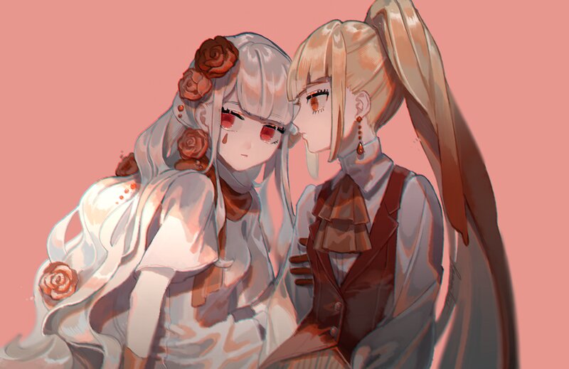 Two Anime Girls Embracing — Pink, Intimate