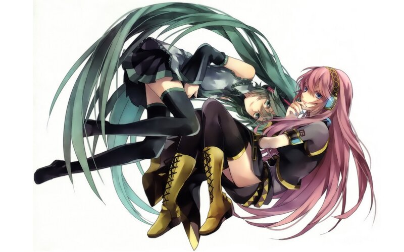 Two Anime Girls Embracing — Pink, Playful