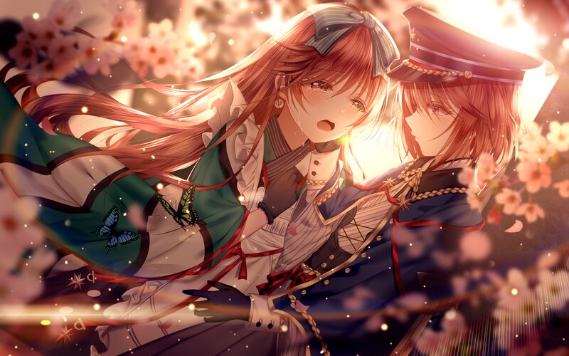 Two Anime Girls Embracing — Pink, Romantic