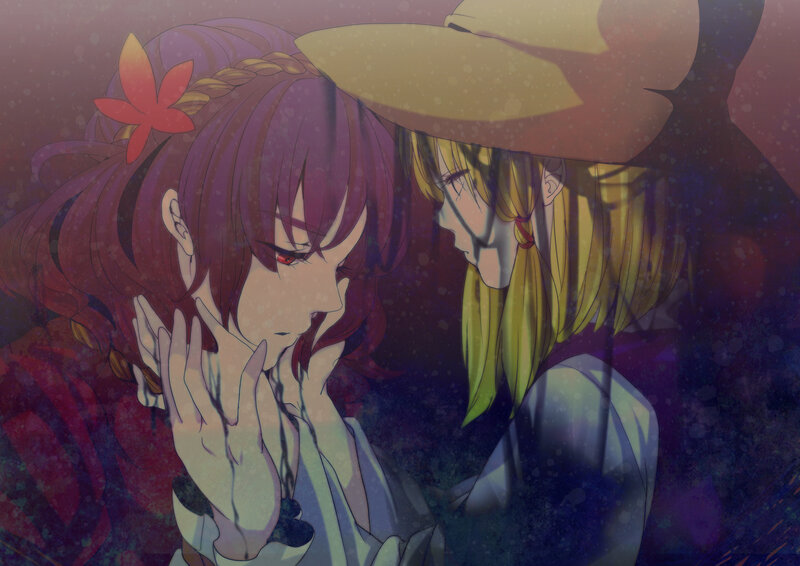Two Anime Girls Embracing — Purple