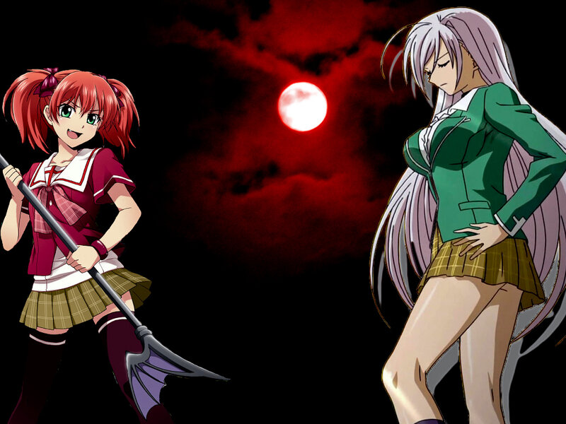 Two Anime Girls Facing — Black