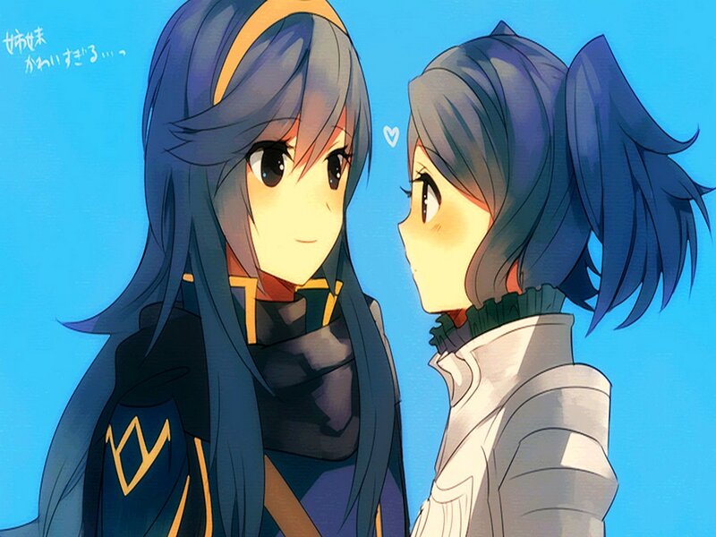 Two Anime Girls Facing — Blue, Calm, Anime Art