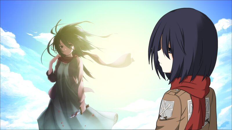 Two Anime Girls Facing — Blue, Dramatic, Afternoon