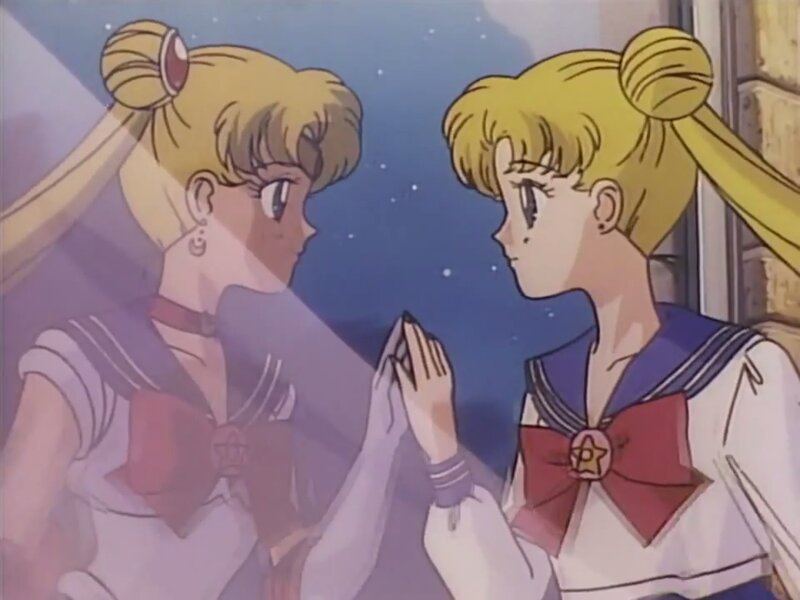 Two Anime Girls Facing — Blue, Dramatic, Night
