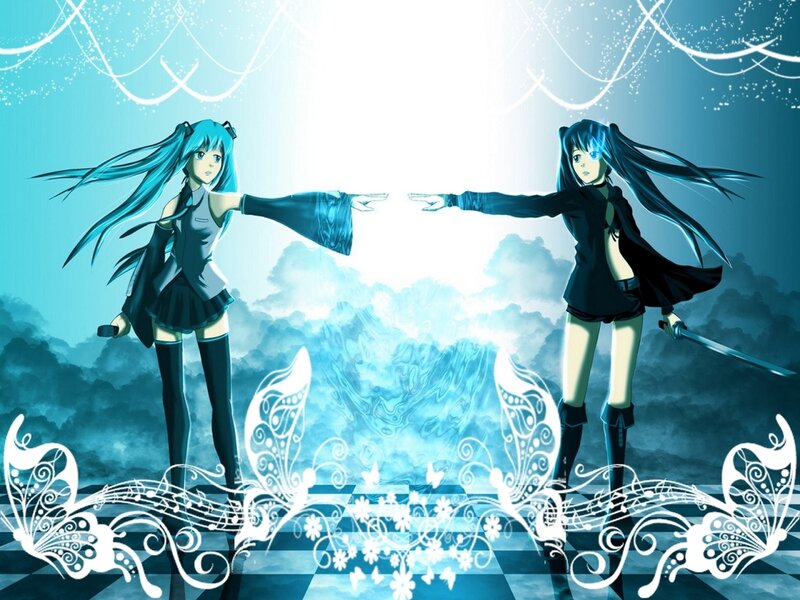 Two anime girls facing each other