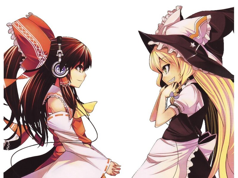 Two Anime Girls Facing Each Other — White