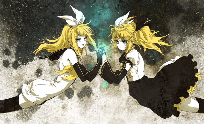 Two Anime Girls Facing Each Other — Yellow