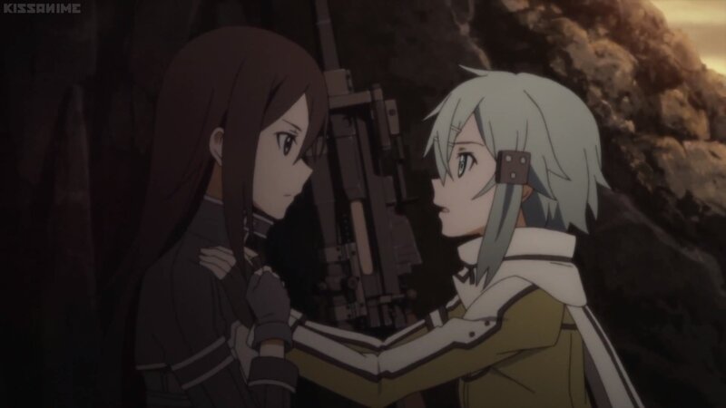 Two Anime Girls Facing — Gray
