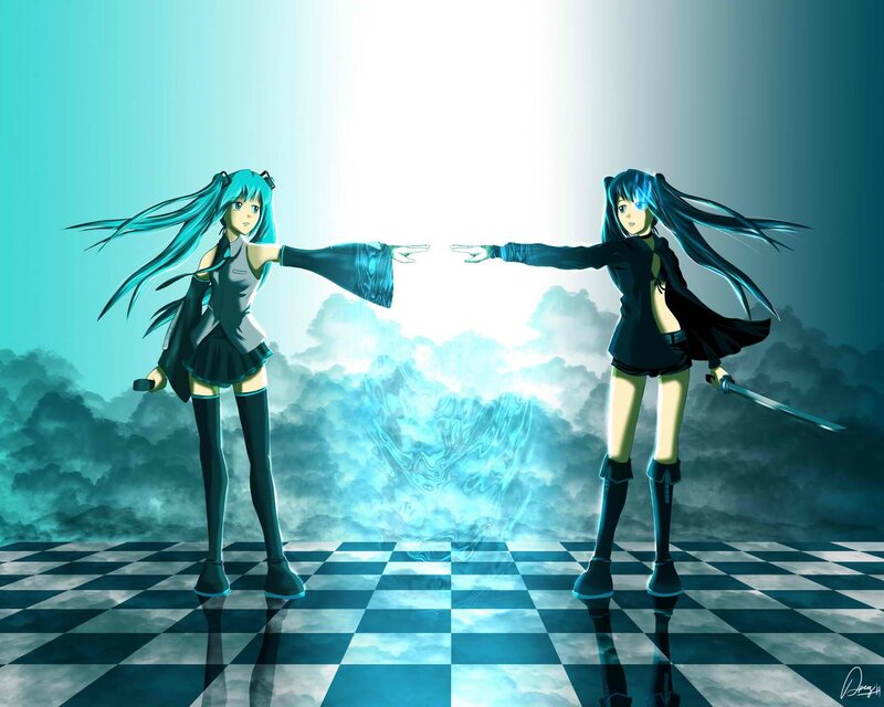 Two Anime Girls Facing Off — Blue, Dramatic