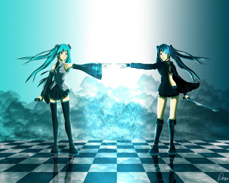 Two anime girls facing off