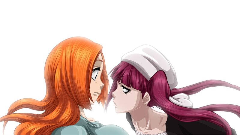 Two Anime Girls Facing — Orange