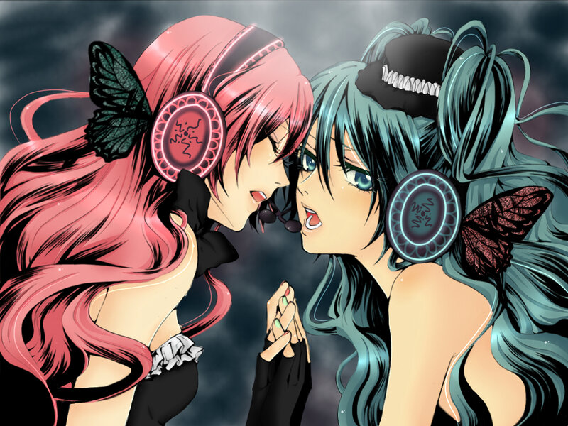 Two Anime Girls Facing — Pink