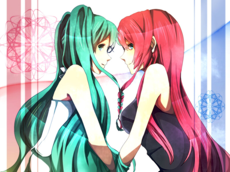 Two Anime Girls Facing