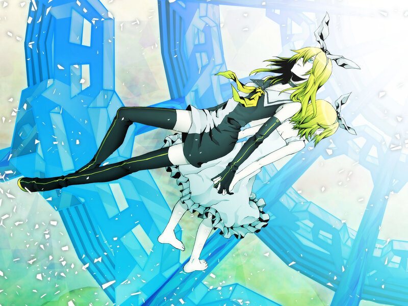 Two Anime Girls Falling — Blue