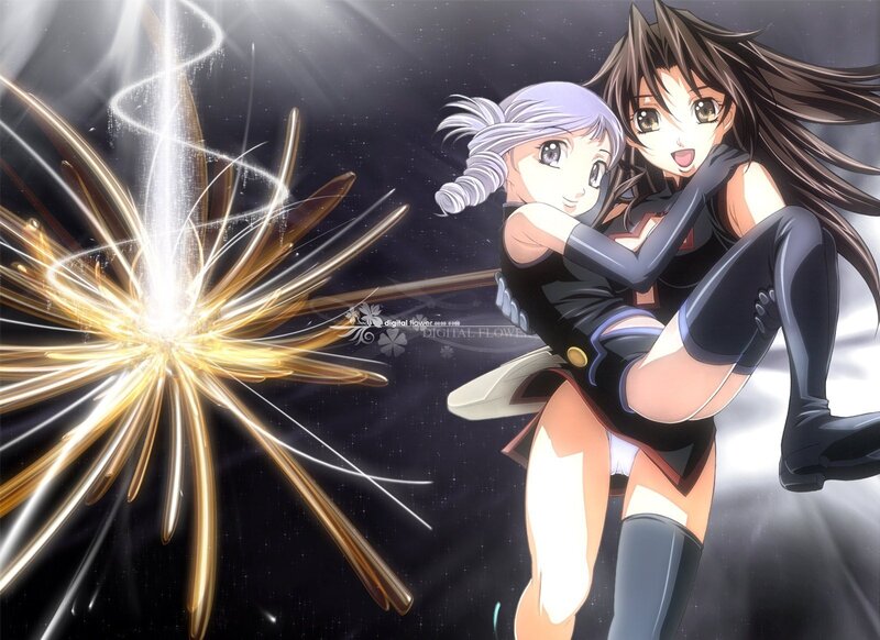 Two Anime Girls Fighting — Black, Dramatic, Night, Explosion