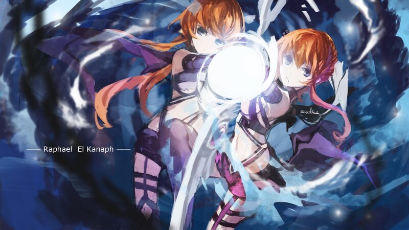 Two Anime Girls Fighting — Blue, Dramatic, Sword