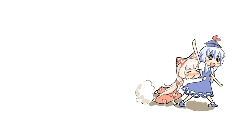 Two Anime Girls Fighting — Blue, Playful
